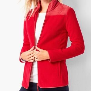 Talbots Solid Fleece Jacket Quilted Accents 2X